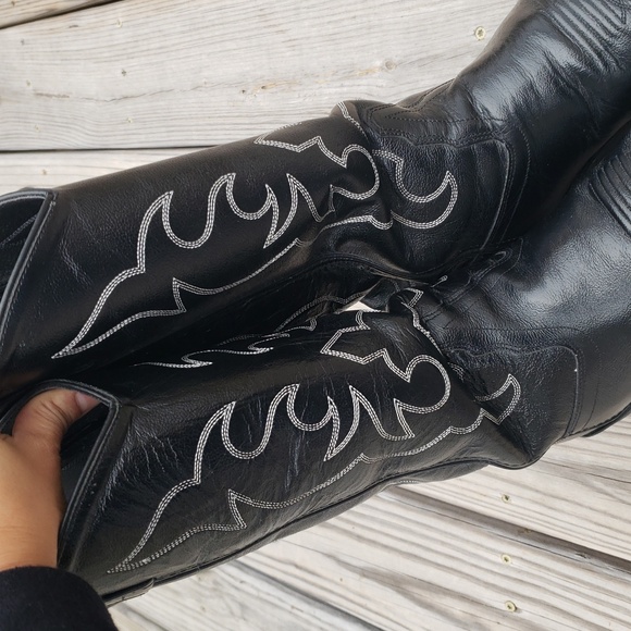 Old West Mens Trucker Leather Western Work 13" Boots Soft Toe Size 10 EE Cowboy - Picture 16 of 17